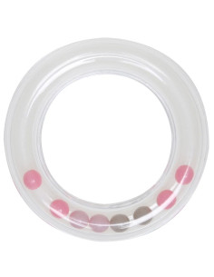 Anel chocalho transparente com pérolas 80 mm - Rosa