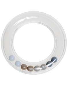 Anel chocalho transparente com pérolas 80 mm - Cinza