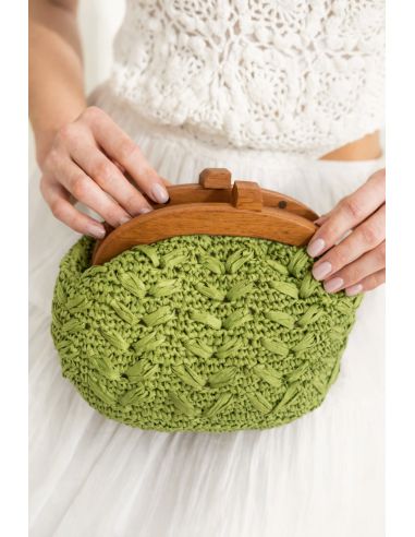 Anses en bois fermoir magnétique pour sac à main  - Teck