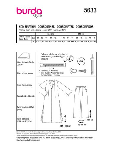 Patron de veste et pantalon - Burda 5633