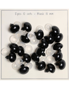 Olhos de segurança pretos 18 mm - 10 pares