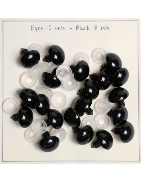 Olhos de segurança pretos 18 mm - 10 pares