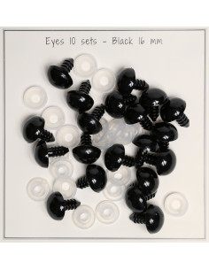 Olhos de segurança pretos 16 mm - 10 pares