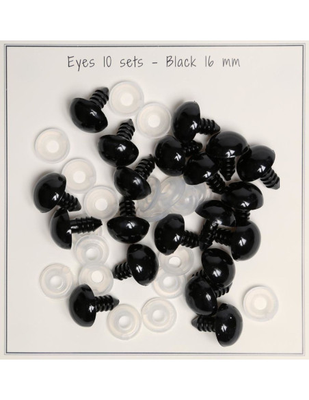 Olhos de segurança pretos 16 mm - 10 pares