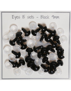 Olhos de segurança pretos 9 mm - 15 pares