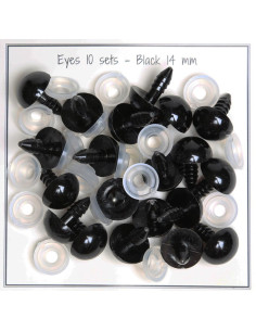 Olhos de segurança pretos 14 mm - 10 pares