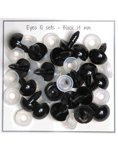 Olhos de segurança pretos 14 mm - 10 pares