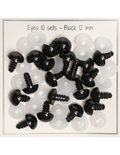 Olhos de segurança pretos 12 mm - 10 pares