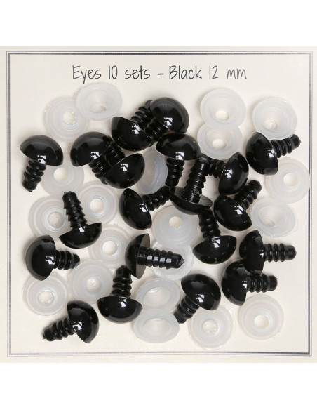 Olhos de segurança pretos 12 mm - 10 pares