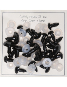 Narizes de segurança pretos 9-16 mm - 25 pcs