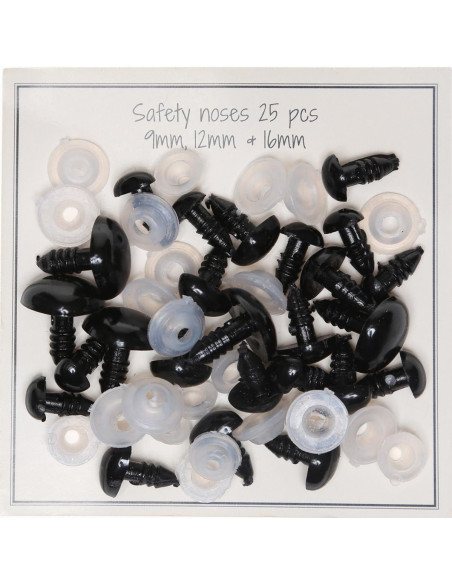 Narizes de segurança pretos 9-16 mm - 25 pcs