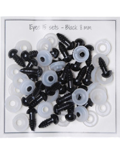 Olhos de segurança pretos 8 mm - 15 pares