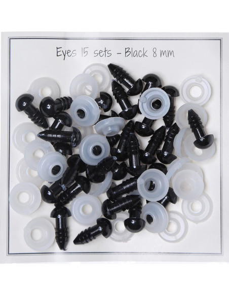 Olhos de segurança pretos 8 mm - 15 pares
