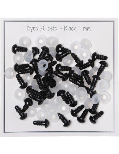 Olhos de segurança pretos 7 mm - 20 pares