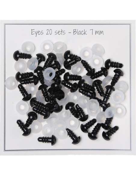 Olhos de segurança pretos 7 mm - 20 pares