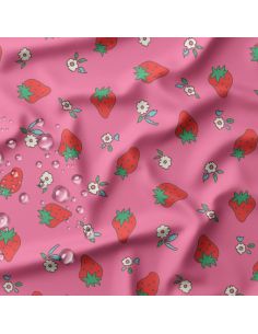 Tissu imperméable pour ciré - Polka rose et rouge