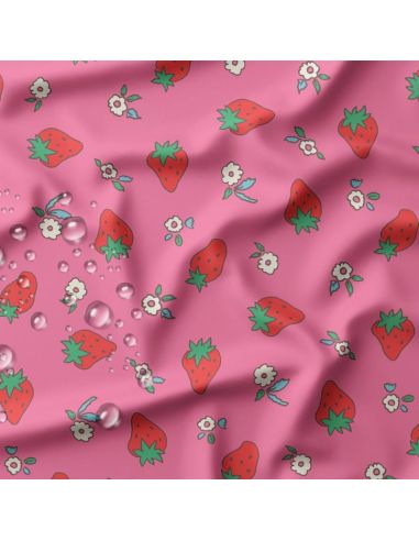 Tissu imperméable pour ciré - Polka rose et rouge