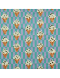 Tissu imperméable pour ciré - Corneto vert et violet 2