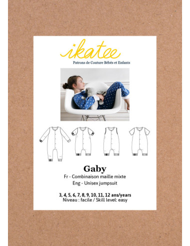 Padrão de pijama combinado unissex Gaby - Ikatee