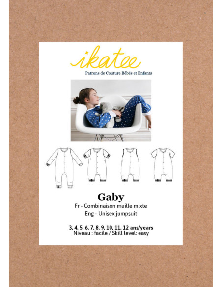 Padrão de pijama combinado unissex Gaby - Ikatee