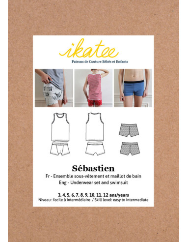 Padrão de roupa íntima e maiô Sébastien - Ikatee