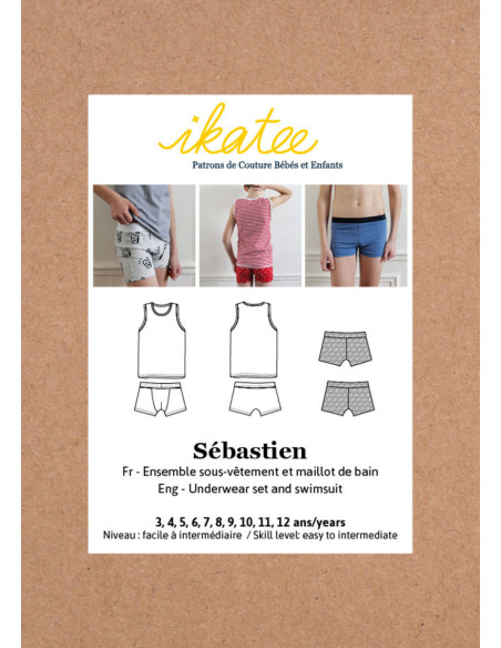 Padrão de roupa íntima e maiô Sébastien - Ikatee