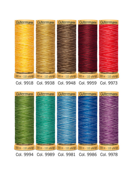 Conjunto de 10 linhas de costura de algodão Gütermann - Multicolorido