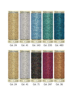 Conjunto de 10 linhas de costura Gütermann - Linha com efeito metalizado 2