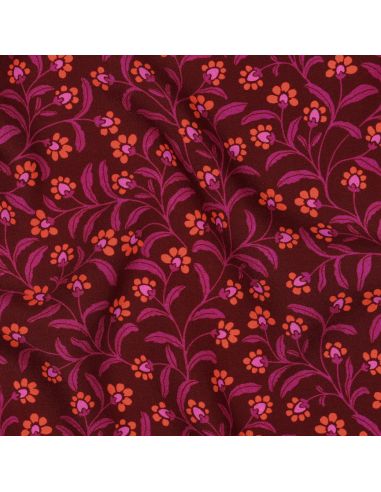 Tissu viscose - Ornements bordeaux