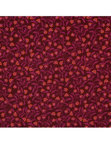 Tissu viscose - Ornements bordeaux