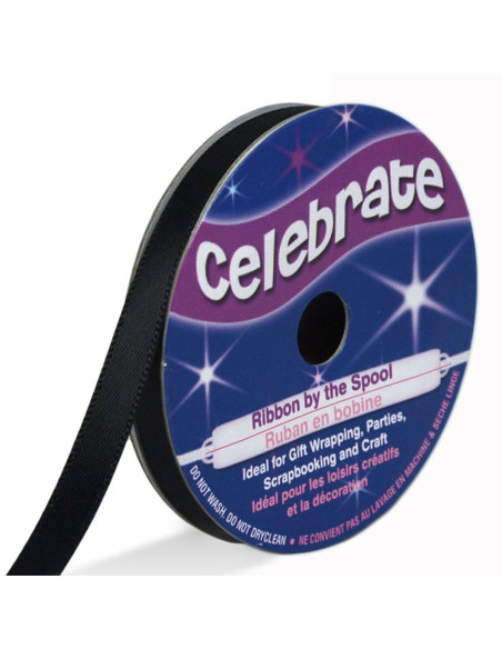 Fita de cetim Celebrate preta - 6 mm x 6 metros