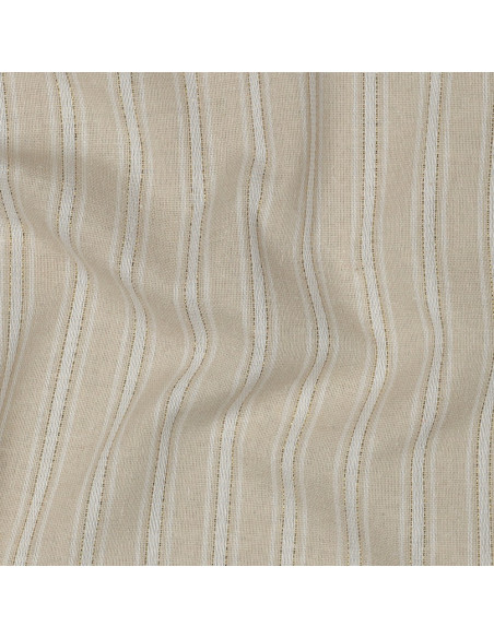 Tissu lin viscose lurex à rayures - Écru
