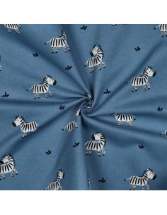 Tissu flanelle zèbres - Bleu