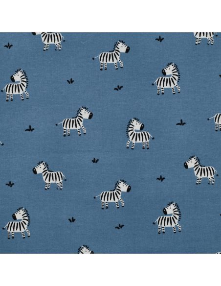 Tissu flanelle zèbres - Bleu