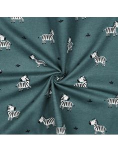 Tissu flanelle zèbres - Vert de gris