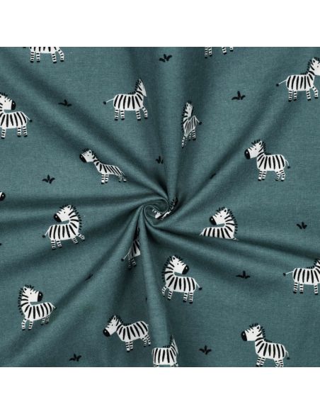 Tissu flanelle zèbres - Vert de gris