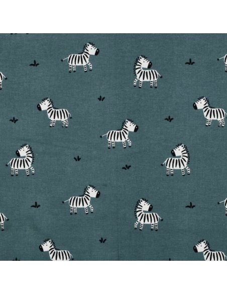 Tissu flanelle zèbres - Vert de gris