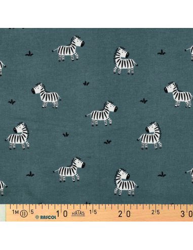 Tissu flanelle zèbres - Vert de gris
