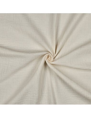 Tissu double gaze broderie anglaise festonnée - Naturel