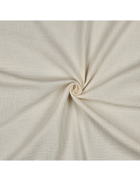 Tissu double gaze broderie anglaise festonnée - Naturel