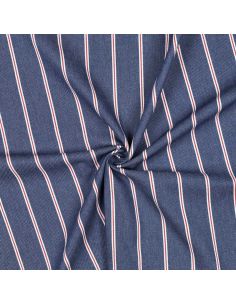 Tissu Denim léger à rayures - Bleu moyen