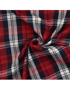 Tissu à carreaux tartan effet flanelle - Rouge et bleu marine 2