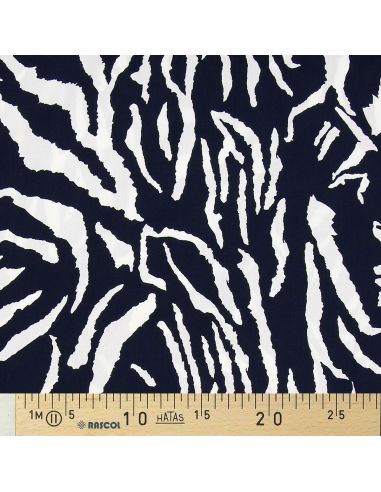 Tissu viscose Zèbre - Bleu marine