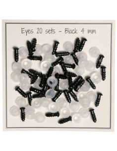 Olhos de segurança pretos 4 mm - 20 pares
