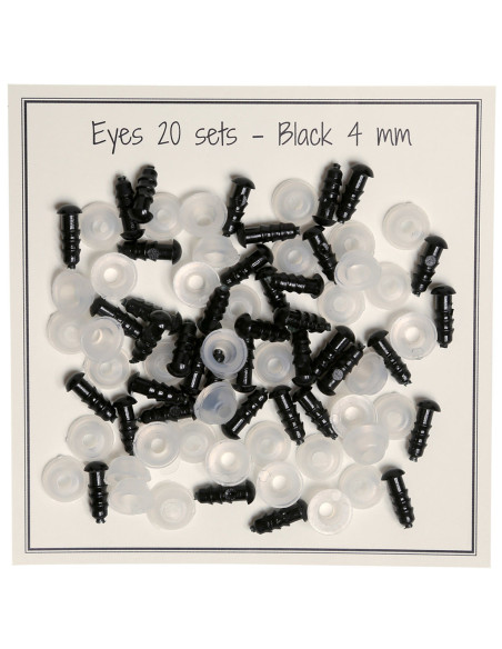 Olhos de segurança pretos 4 mm - 20 pares