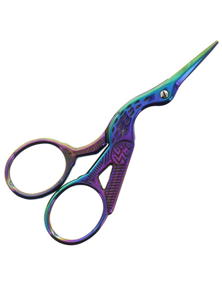 Tesoura de bordar cegonha arco-íris 9 cm