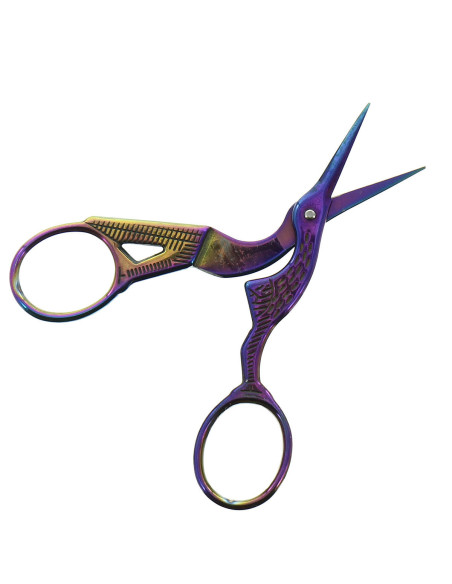 Tesoura de bordar cegonha arco-íris 9 cm
