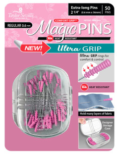 Caixa de 50 alfinetes mágicos extra longos ultra grip