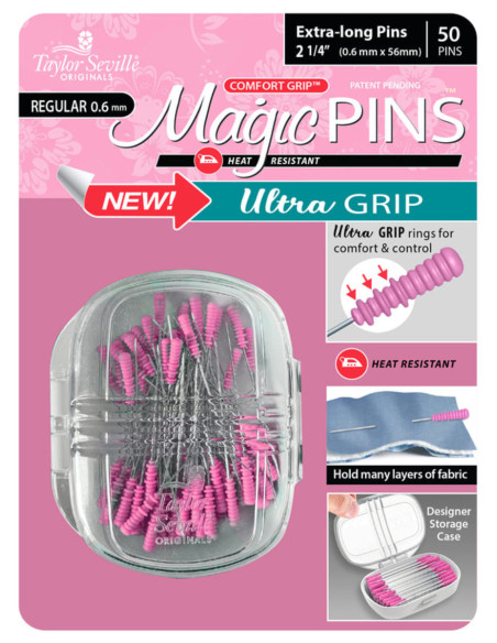 Caixa de 50 alfinetes mágicos extra longos ultra grip