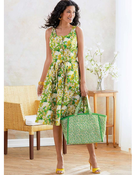Molde de vestido, cinto e bolsa - Butterick 6674